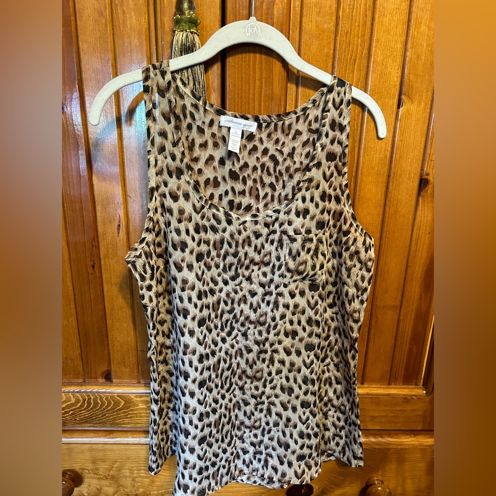 Ambience apparel size M Cheetah design sheer blouse